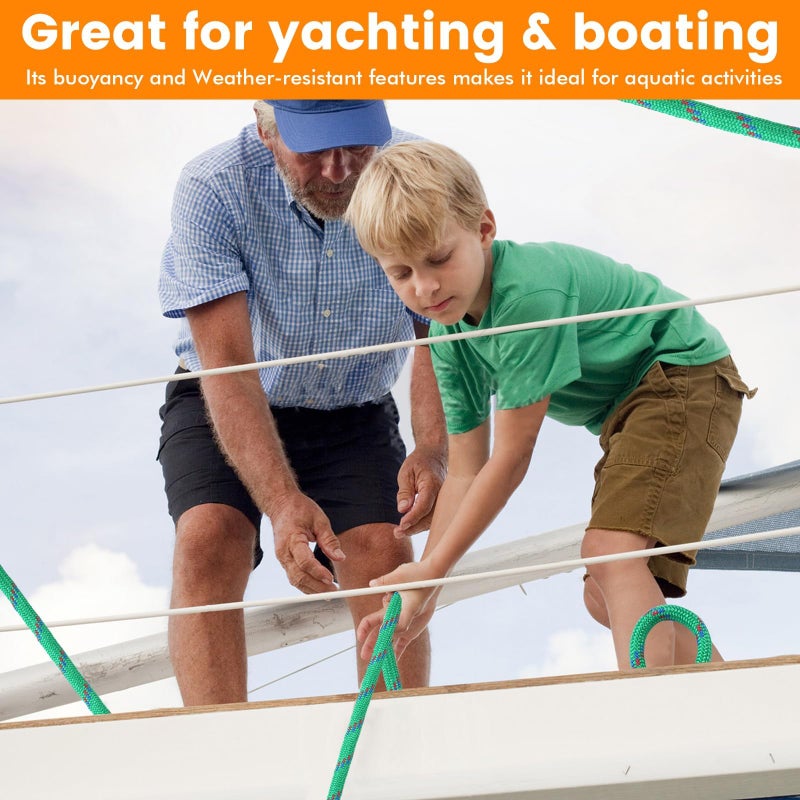 Maxworks MaxxHaul 50227 3/8" x 50 Ft Diamond Braided Rope Extra Strength-Sunlight and Weather Resistant, Multicolor - Image 4